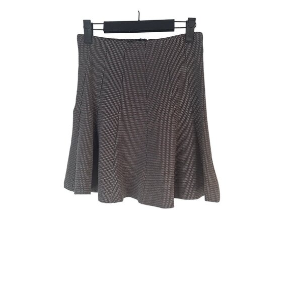 Zara Trafaluc XS Houndstooth Flared Skirt Black/Olive/Melon Wool Blend - Picture 10 of 11